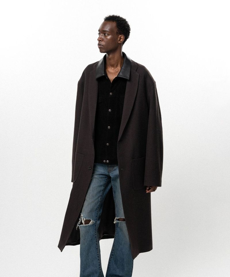 "GREATNESS ACT-COOL"  Embroidered Serge Overcoat