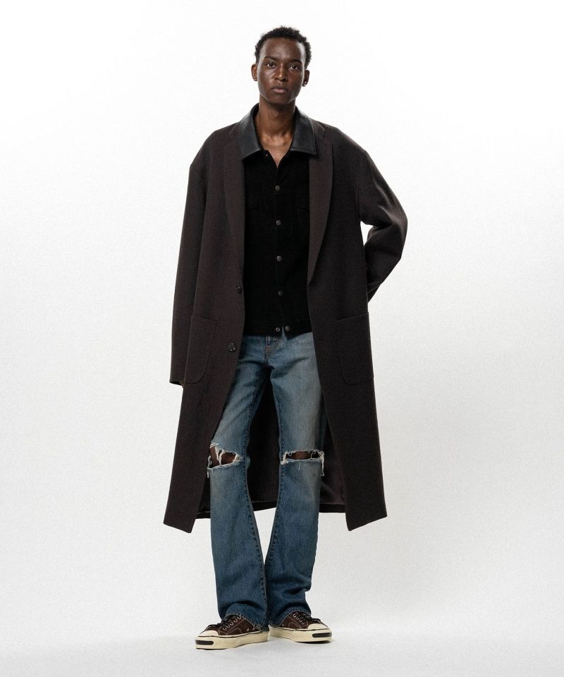 "GREATNESS ACT-COOL"  Embroidered Serge Overcoat