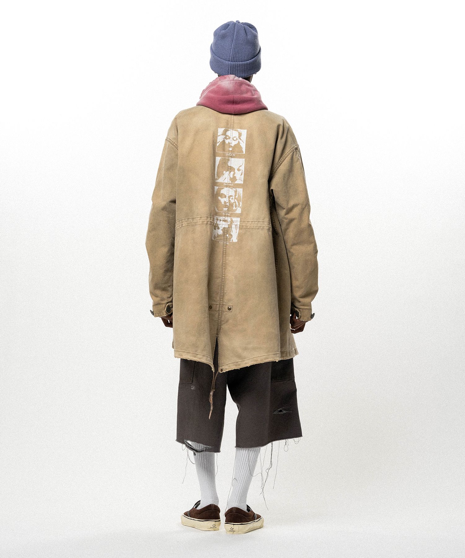 "EYES ONLY" Printed Sun Faded Like Mods Coat
