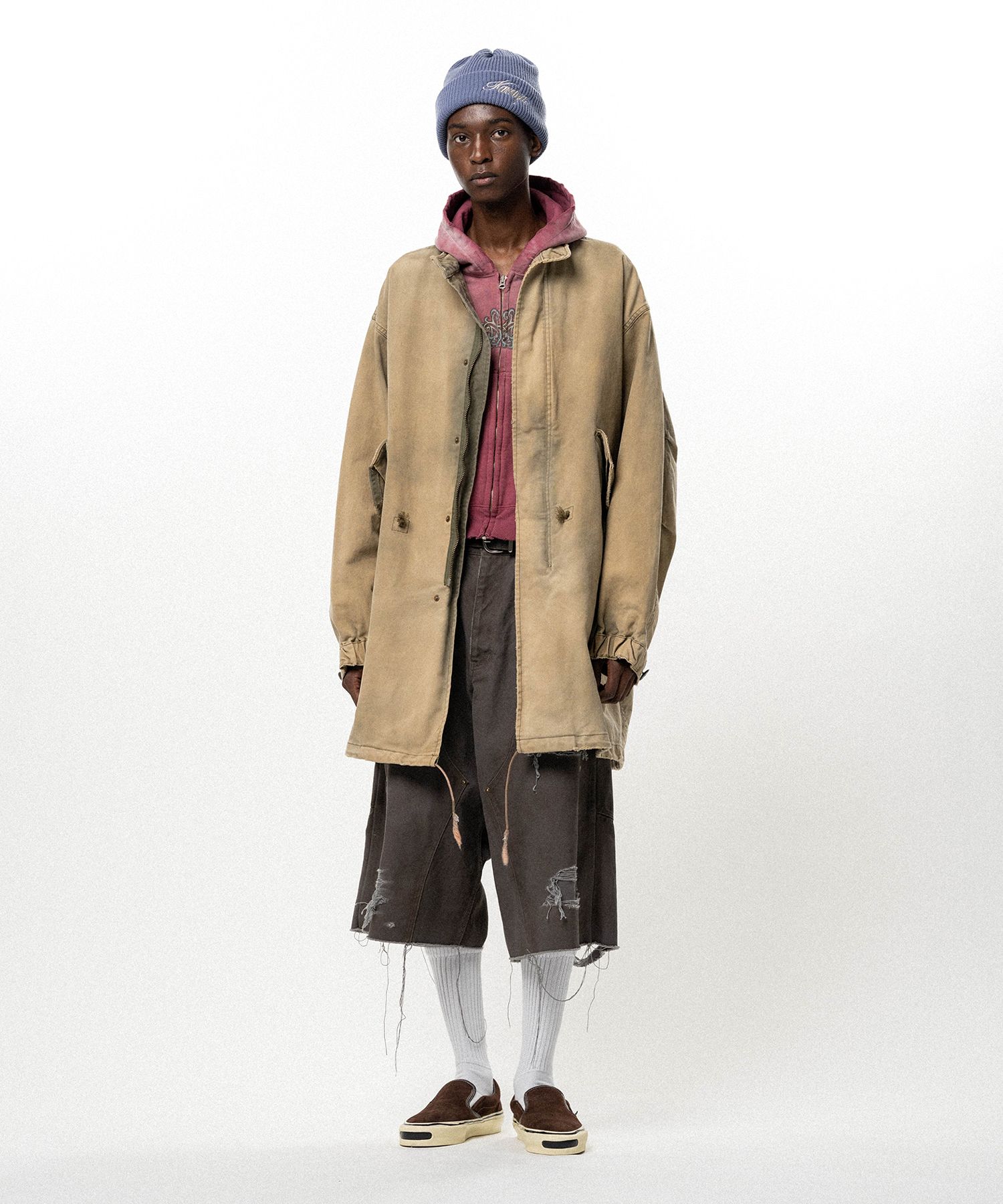 "EYES ONLY" Printed Sun Faded Like Mods Coat