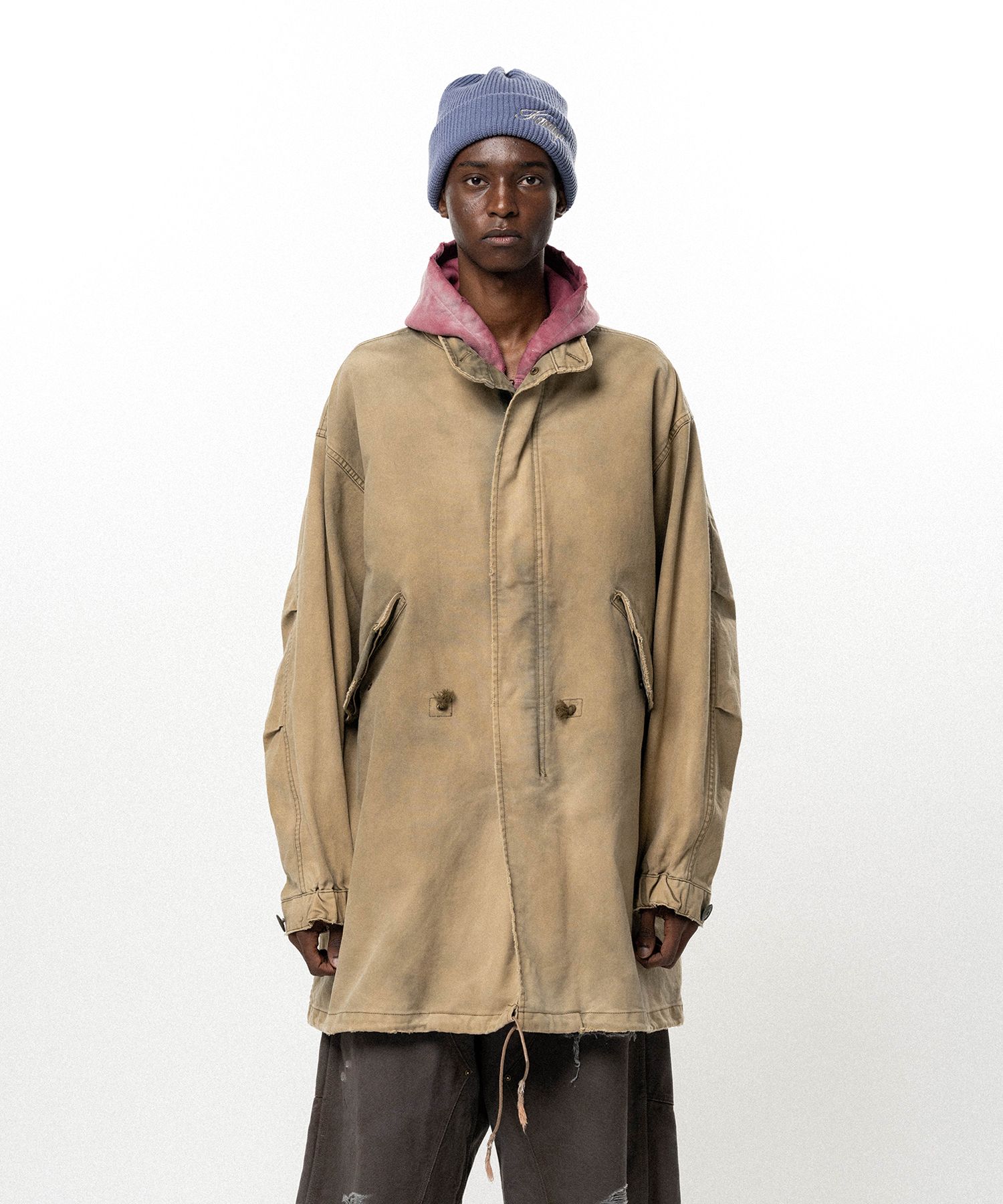 "EYES ONLY" Printed Sun Faded Like Mods Coat