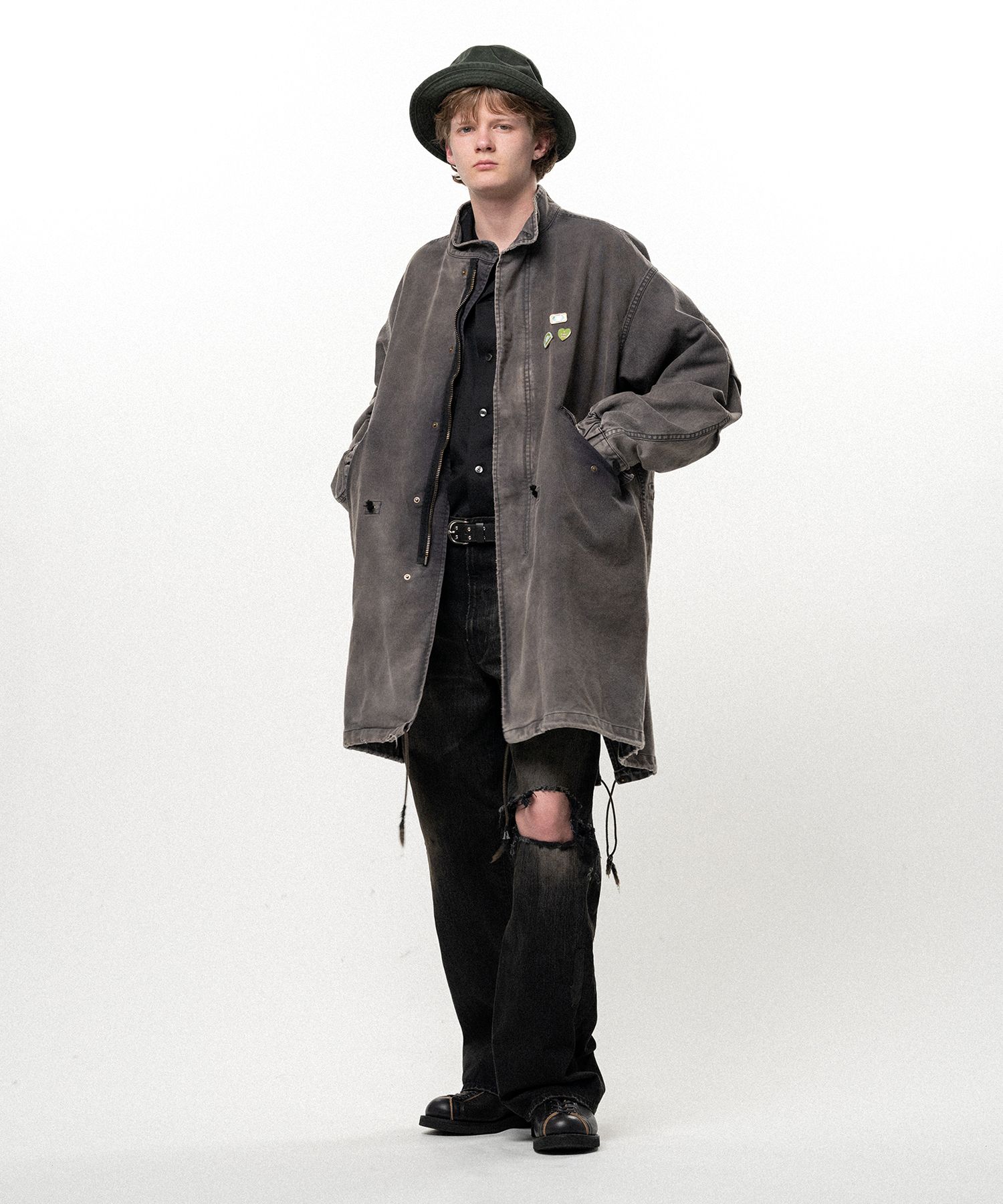 "EYES ONLY" Printed Sun Faded Like Mods Coat