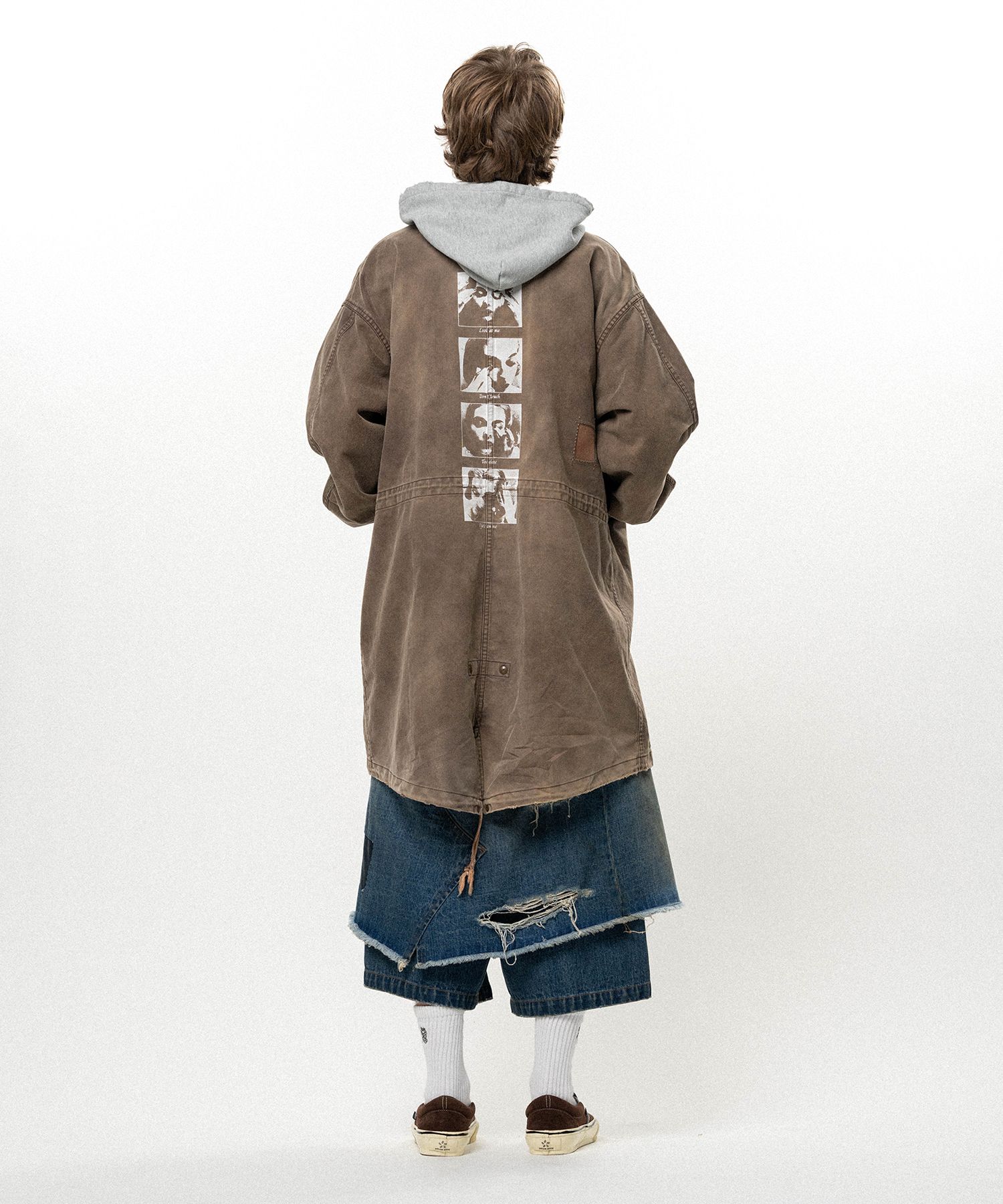 "EYES ONLY" Printed Sun Faded Like Mods Coat