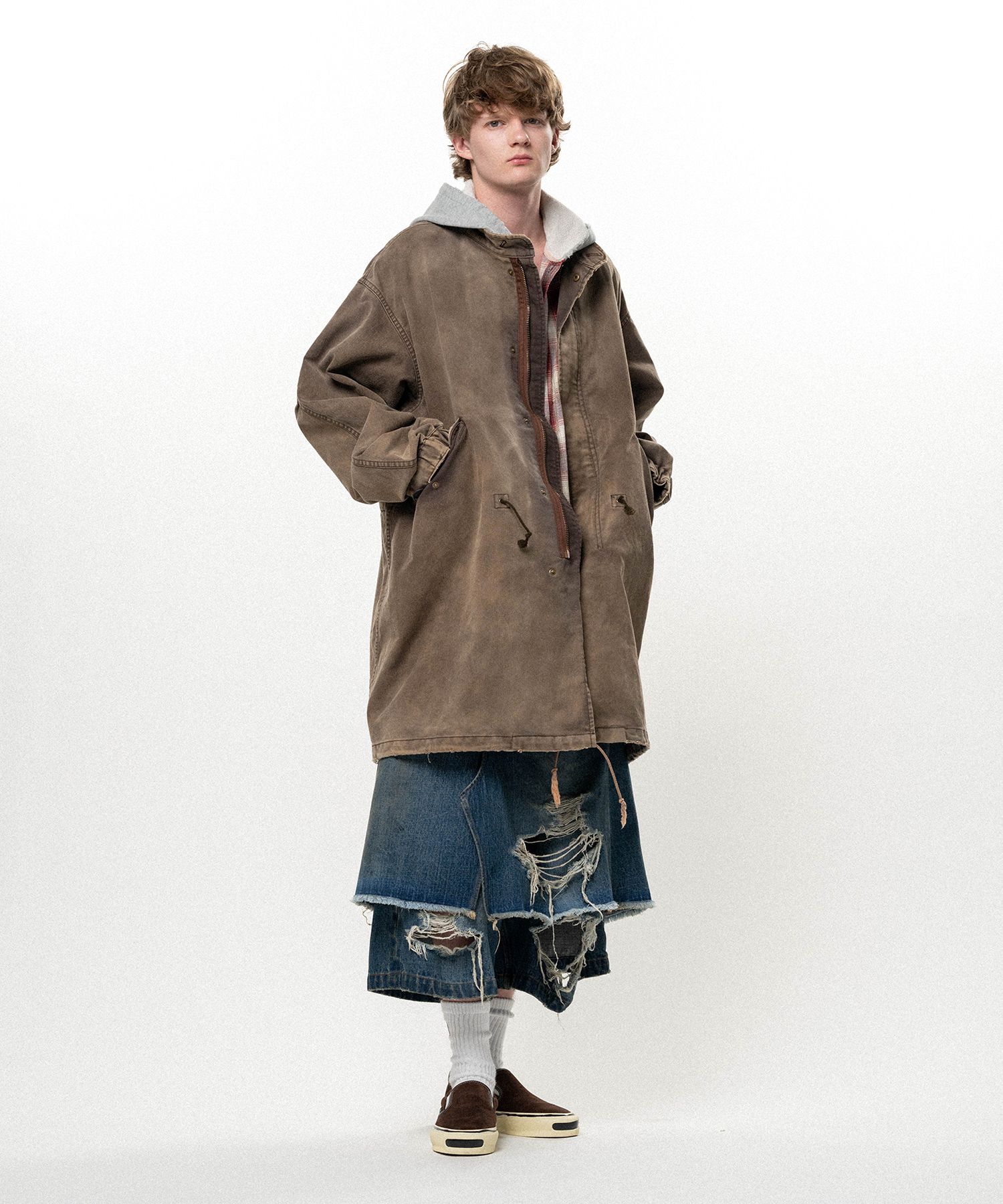 "EYES ONLY" Printed Sun Faded Like Mods Coat