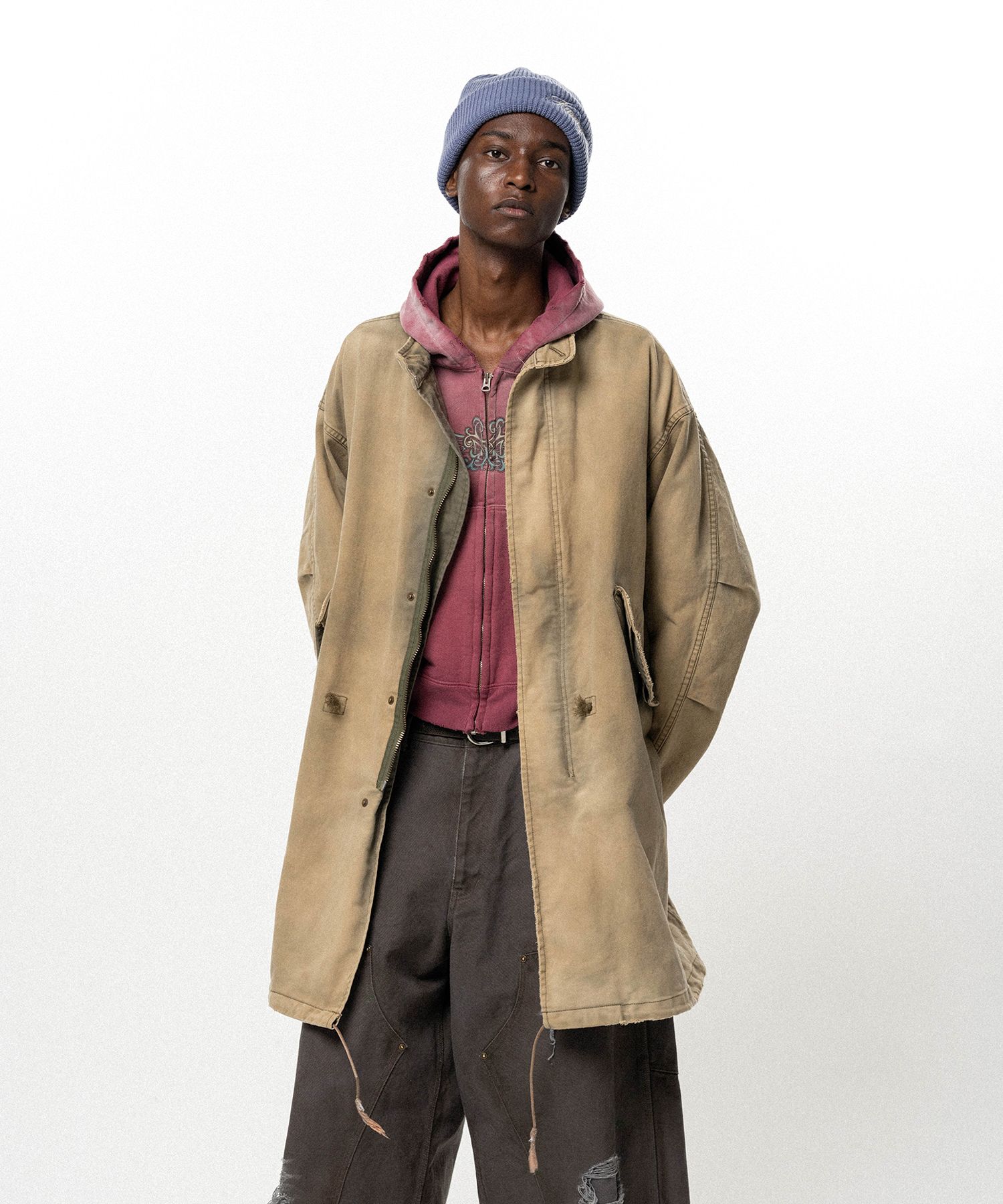 "EYES ONLY" Printed Sun Faded Like Mods Coat