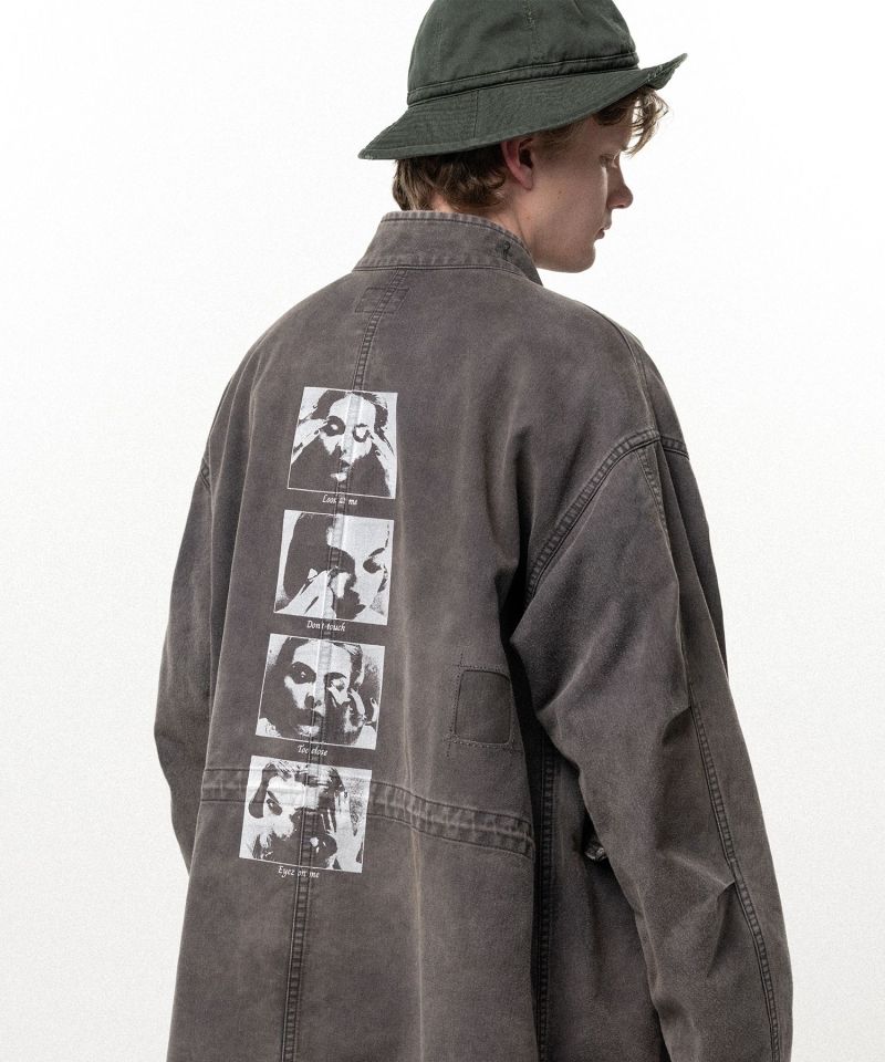 "EYES ONLY" Printed Sun Faded Like Mods Coat