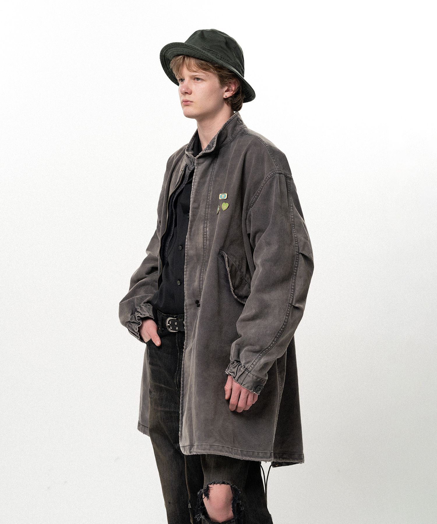"EYES ONLY" Printed Sun Faded Like Mods Coat