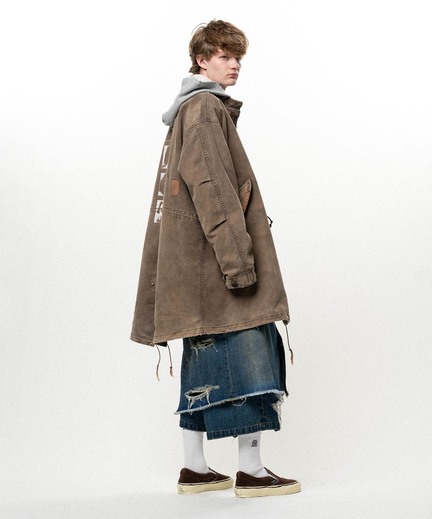"EYES ONLY" Printed Sun Faded Like Mods Coat