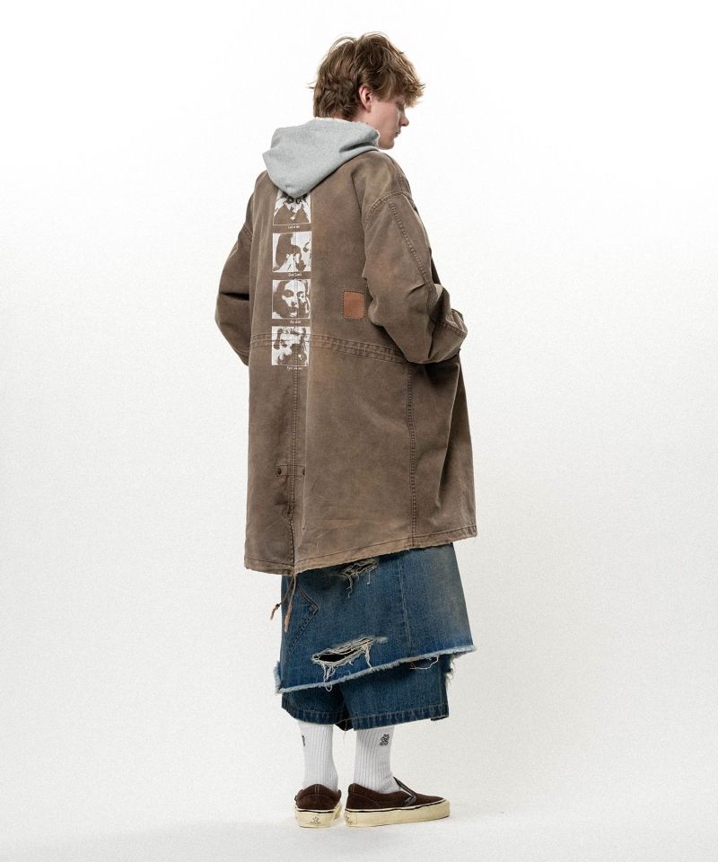 "EYES ONLY" Printed Sun Faded Like Mods Coat