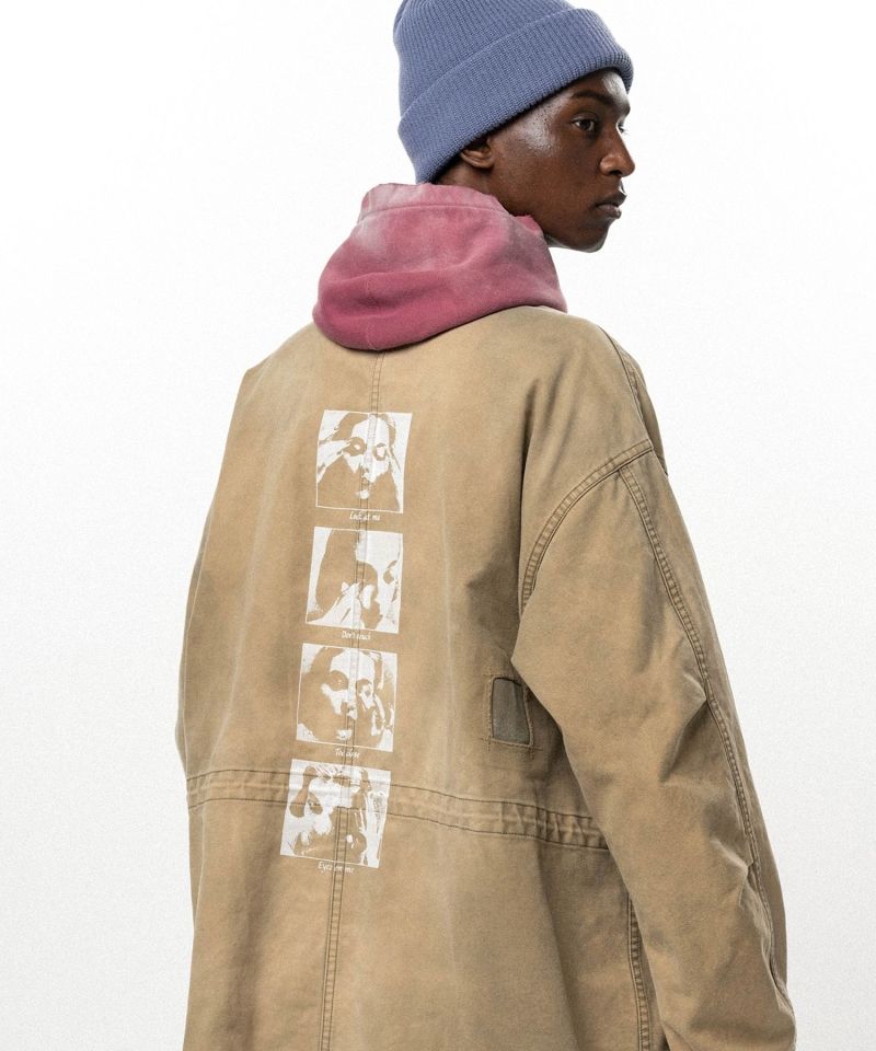 "EYES ONLY" Printed Sun Faded Like Mods Coat
