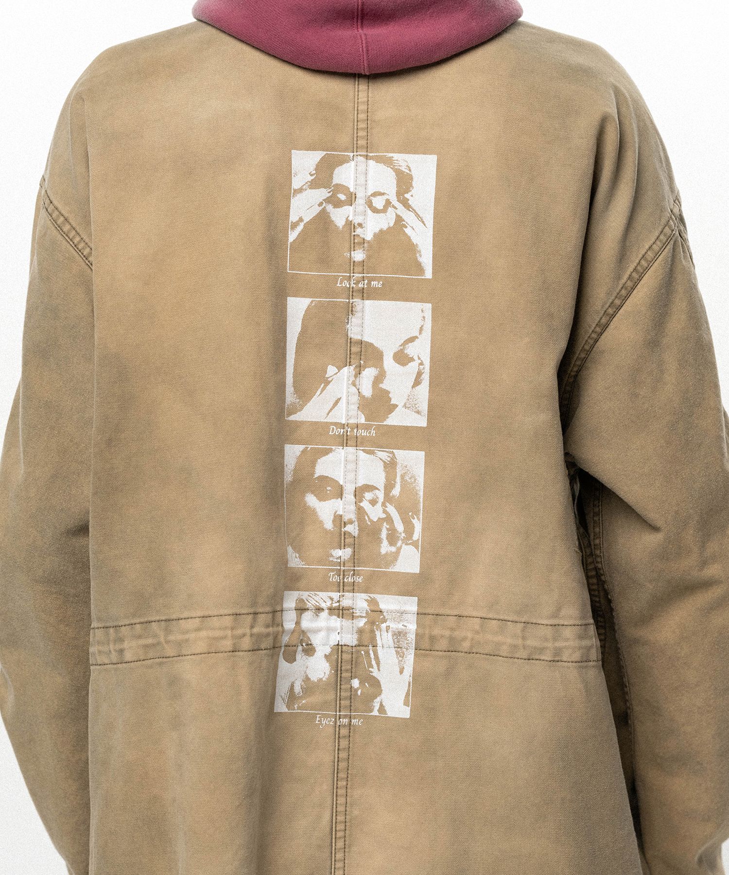 "EYES ONLY" Printed Sun Faded Like Mods Coat