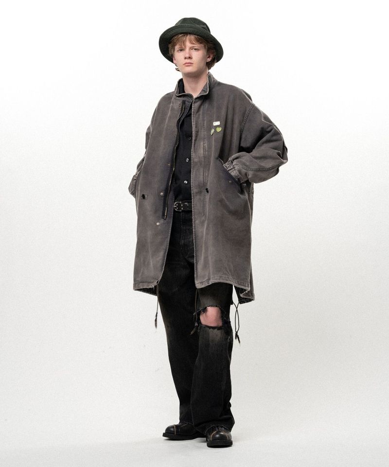 "EYES ONLY" Printed Sun Faded Like Mods Coat