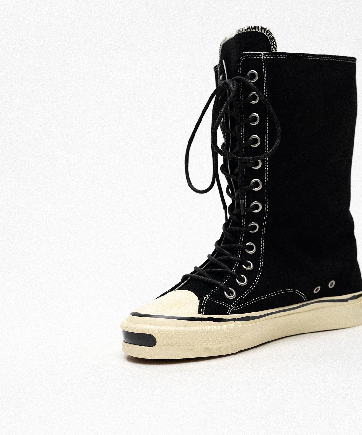 "Joey" Suede Vulcanize Aged Sole Extra High Sneaker