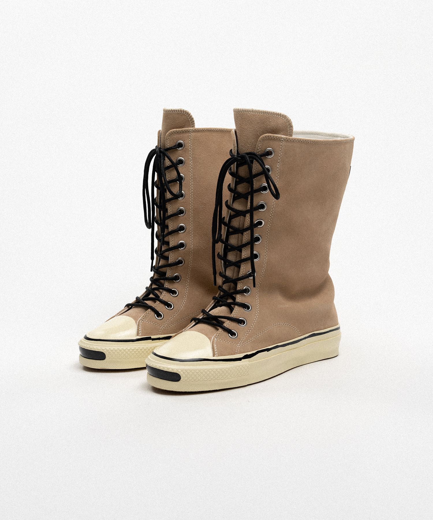 "Joey" Suede Vulcanize Aged Sole Extra High Sneaker