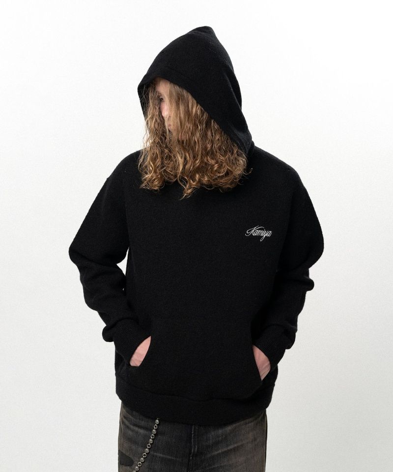 Embroidered Felted Wool Knit Hoodie