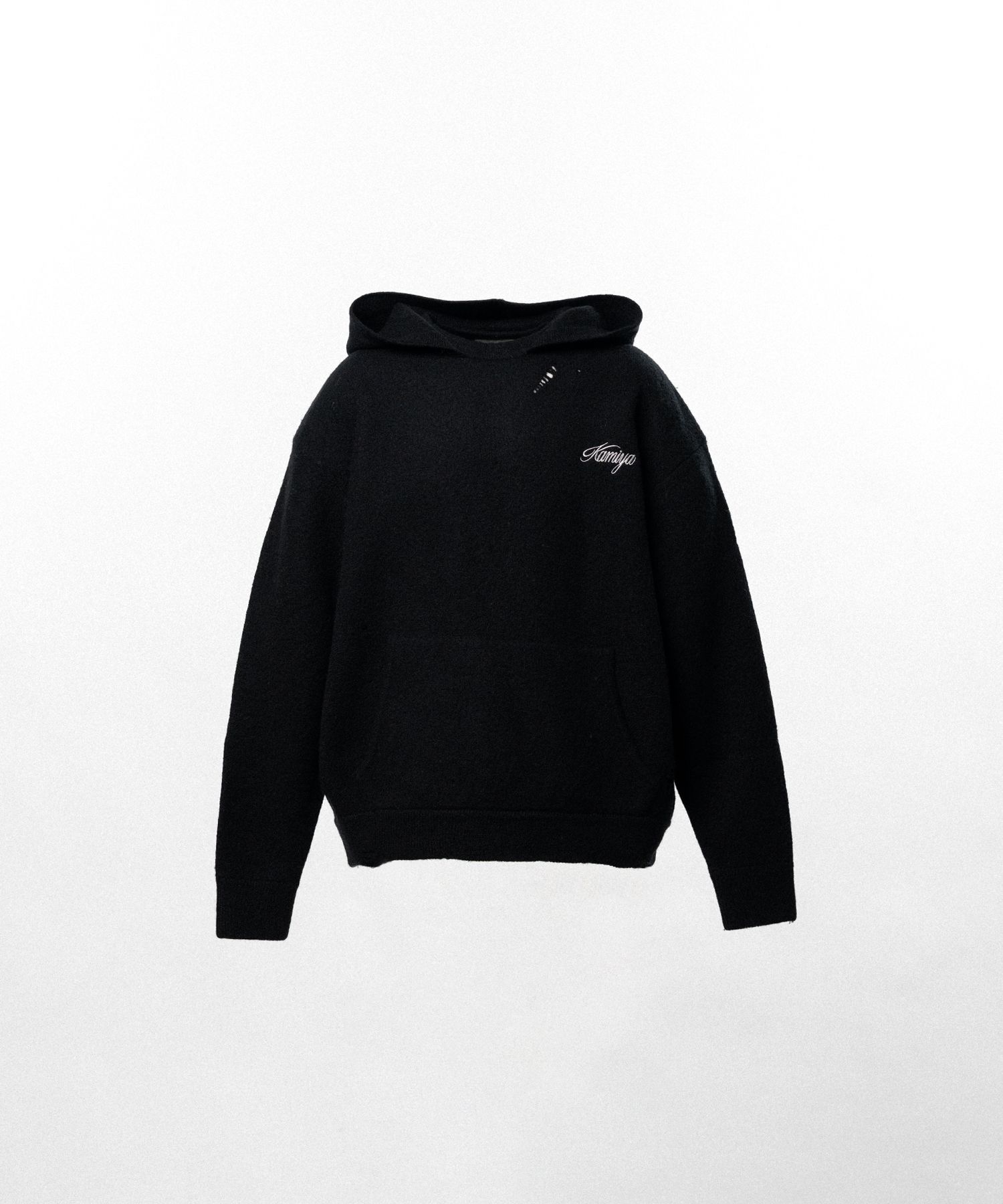 Embroidered Felted Wool Knit Hoodie