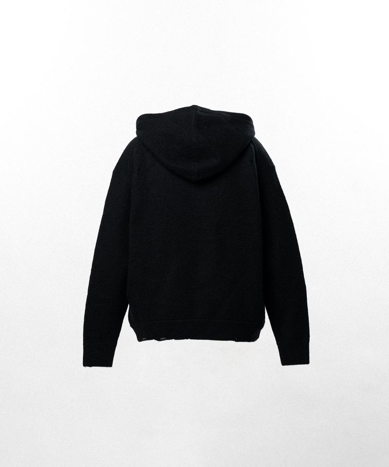 Embroidered Felted Wool Knit Hoodie