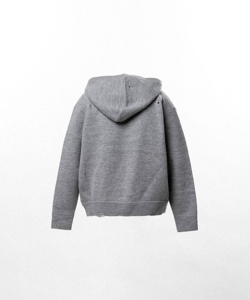 Embroidered Felted Wool Knit Hoodie