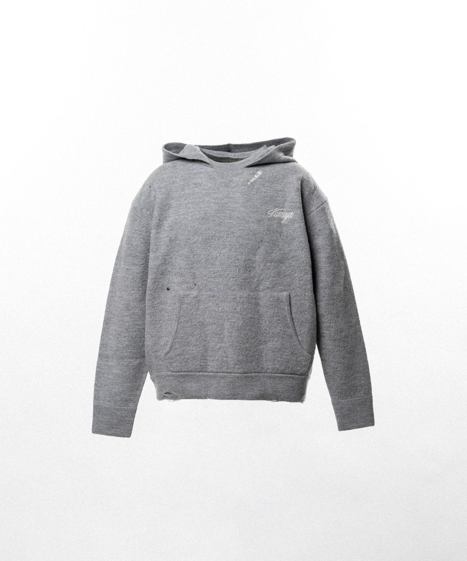 Embroidered Felted Wool Knit Hoodie