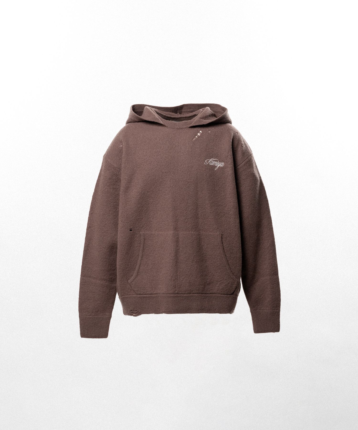 Embroidered Felted Wool Knit Hoodie