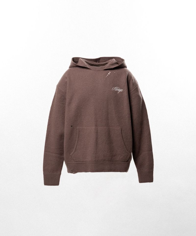 Embroidered Felted Wool Knit Hoodie