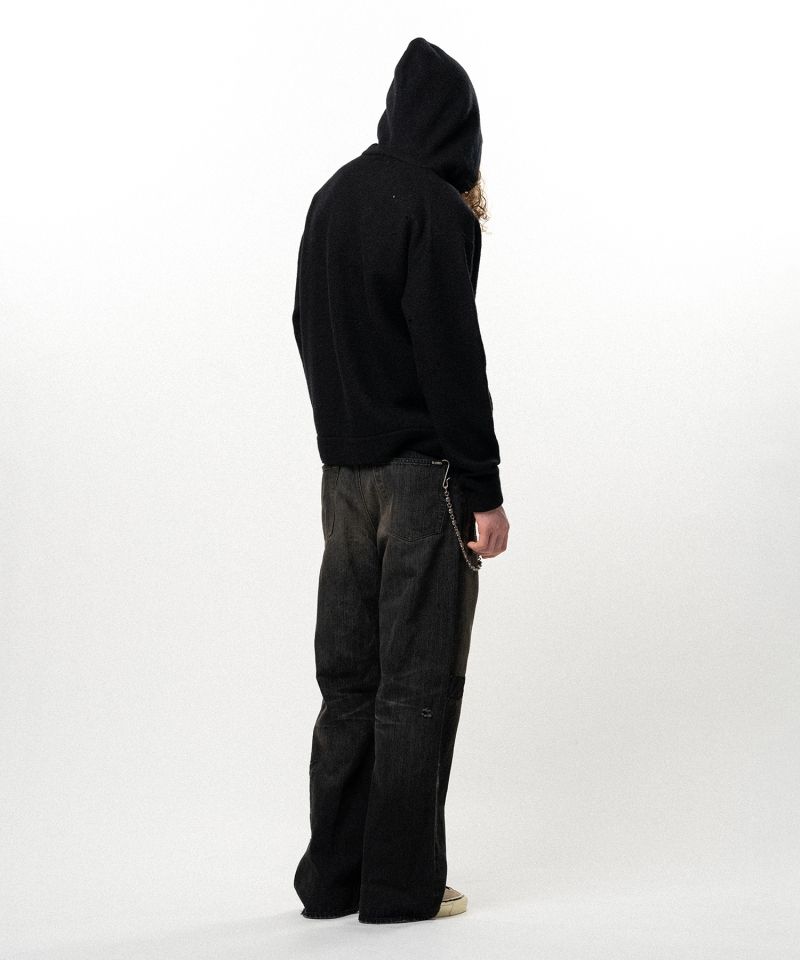 Embroidered Felted Wool Knit Hoodie