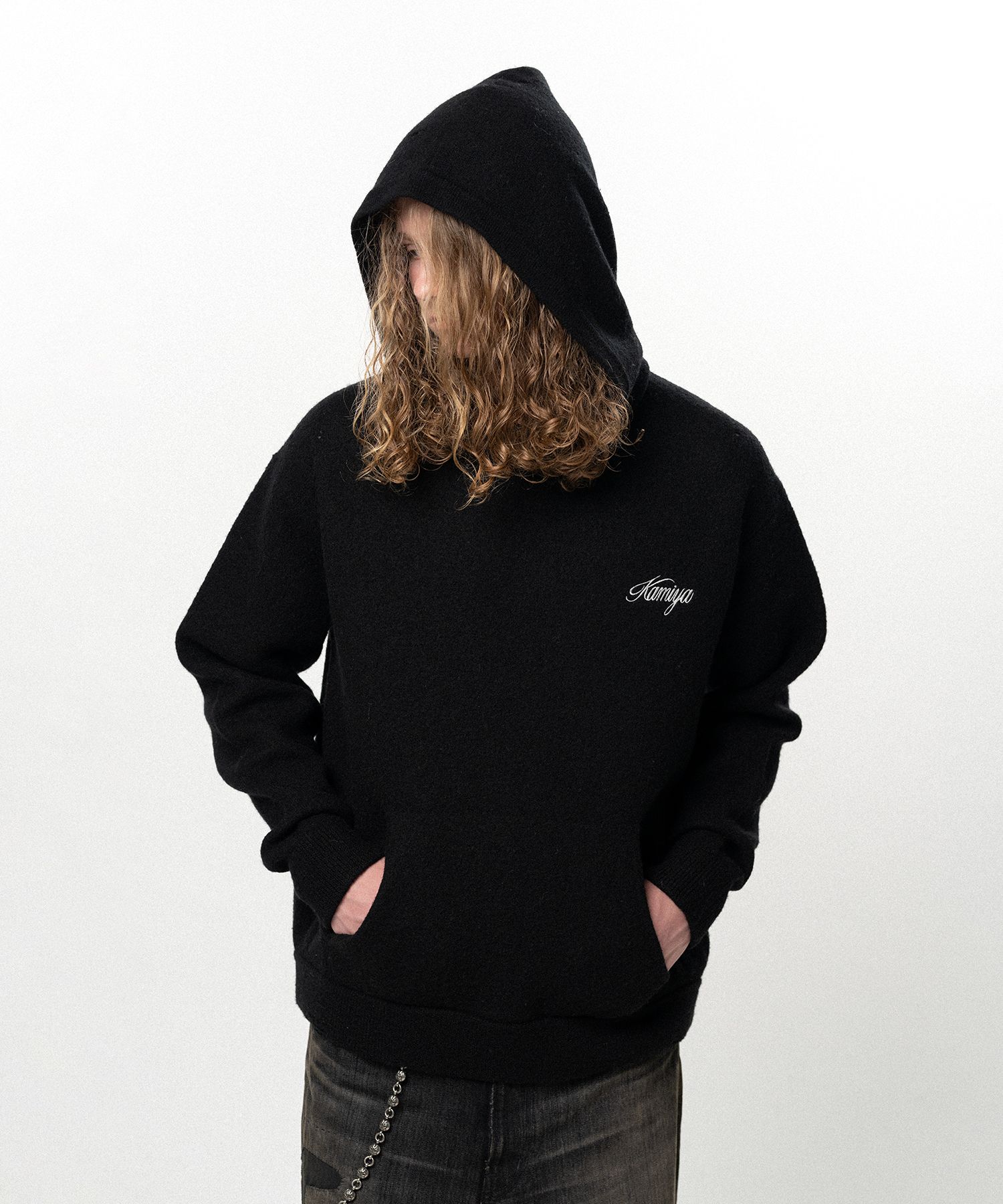 Embroidered Felted Wool Knit Hoodie