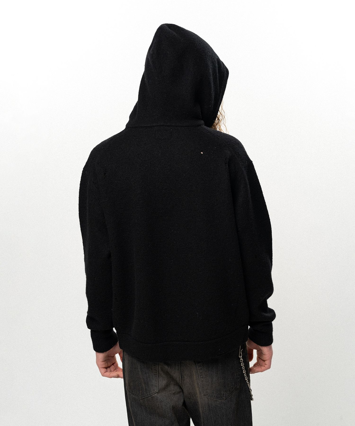 Embroidered Felted Wool Knit Hoodie