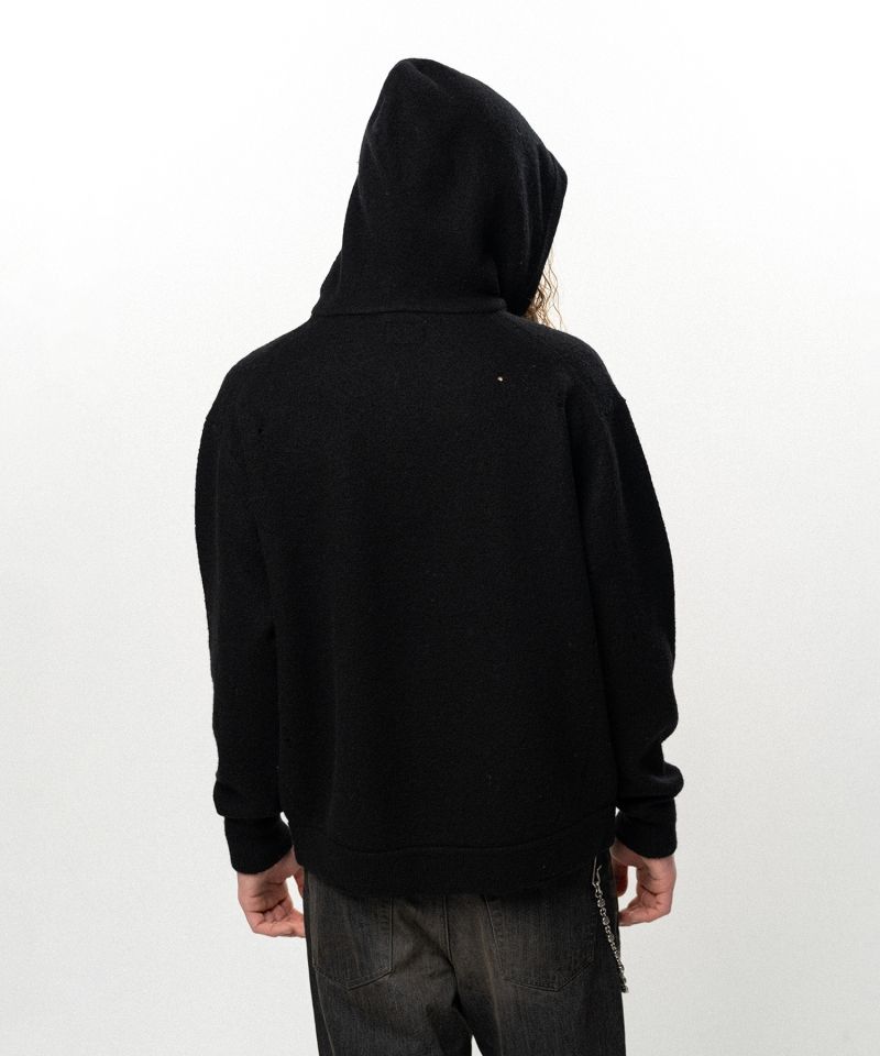 Embroidered Felted Wool Knit Hoodie