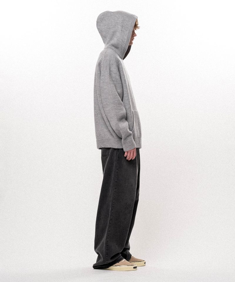 Embroidered Felted Wool Knit Hoodie