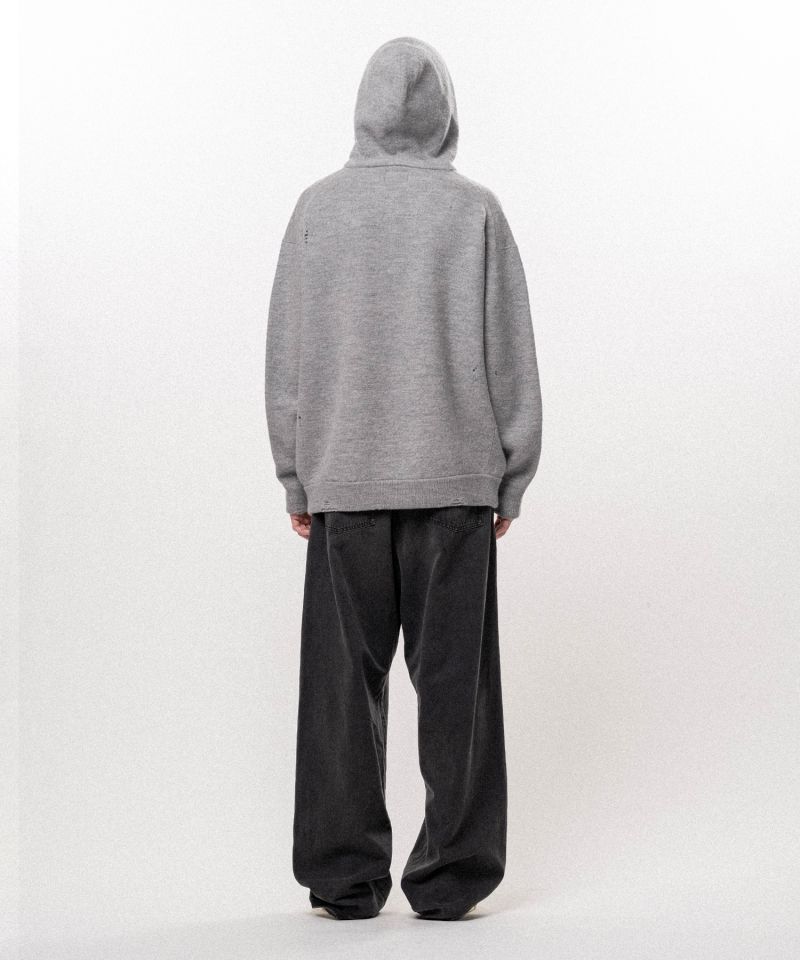 Embroidered Felted Wool Knit Hoodie