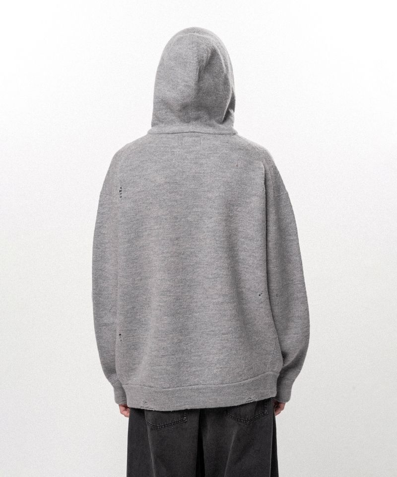 Embroidered Felted Wool Knit Hoodie