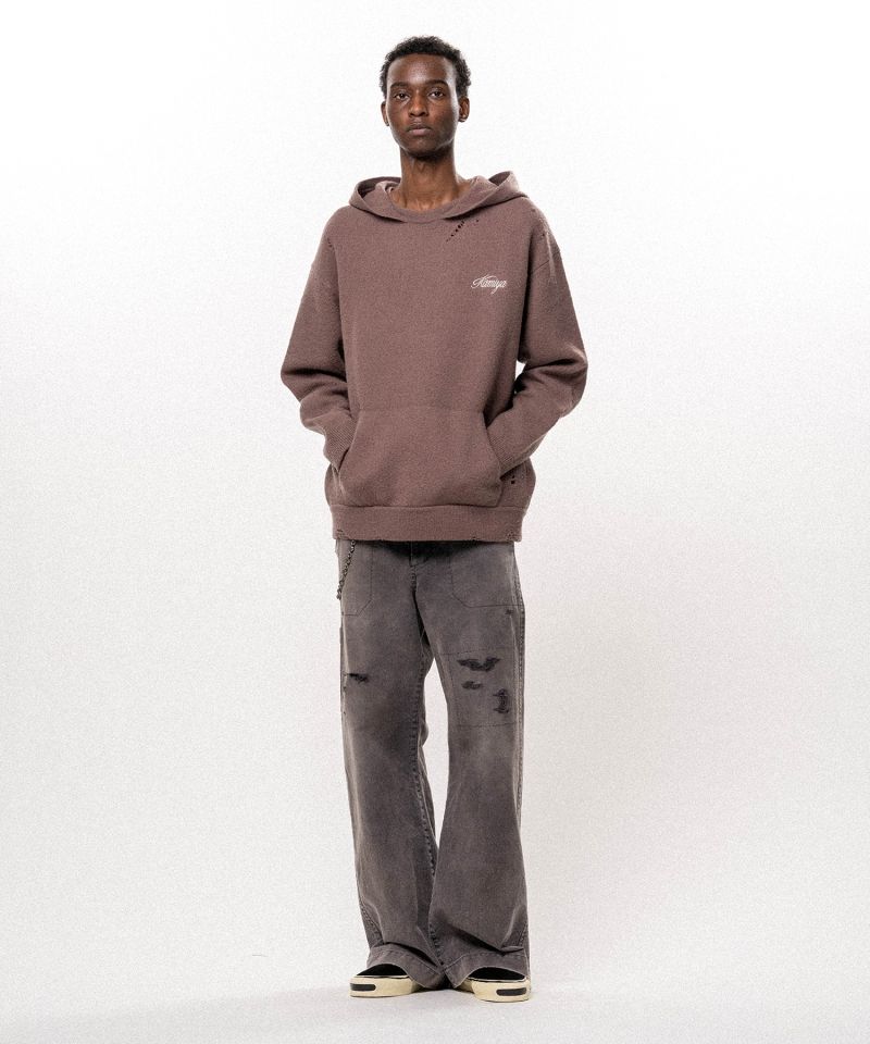 Embroidered Felted Wool Knit Hoodie
