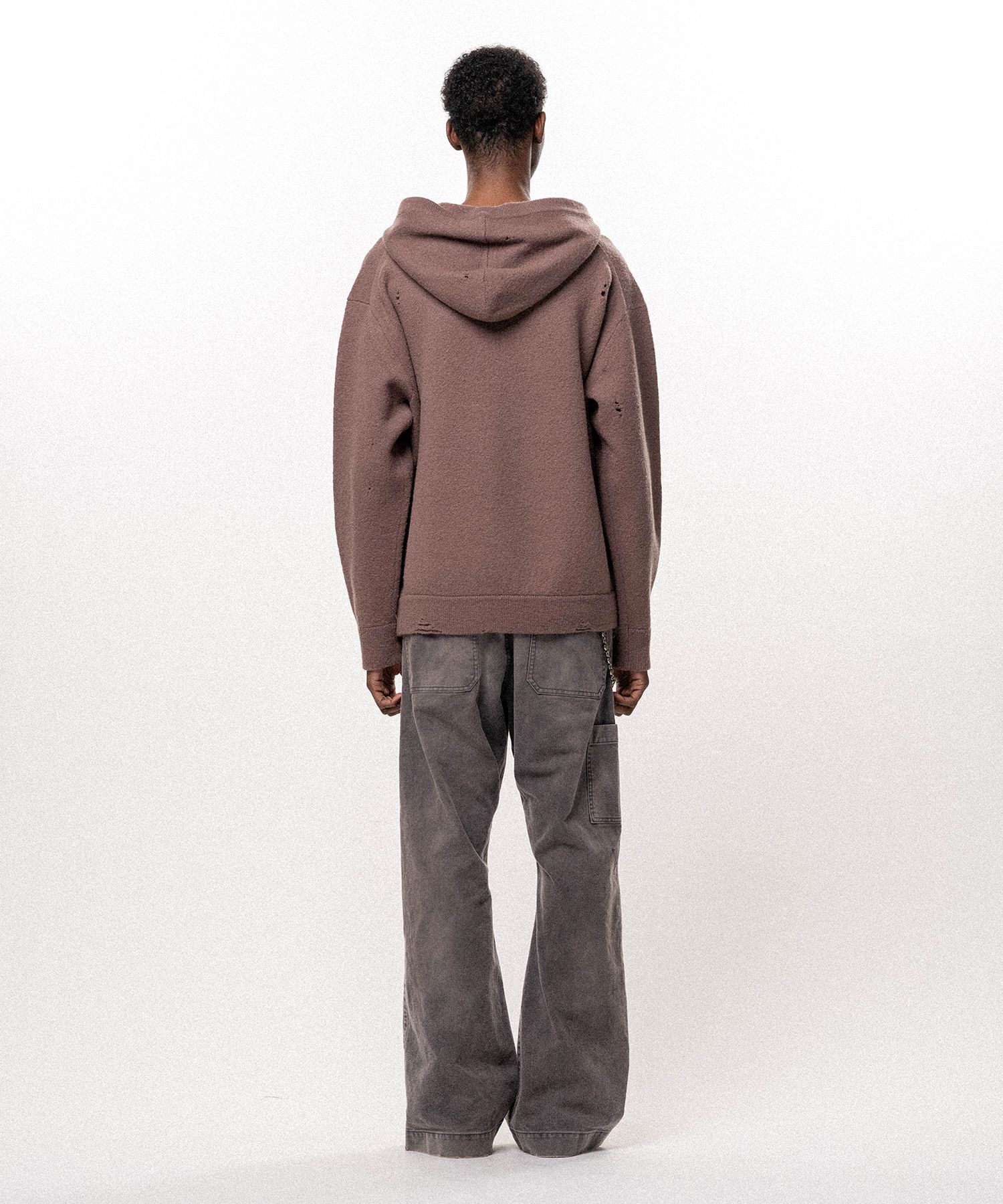 Embroidered Felted Wool Knit Hoodie