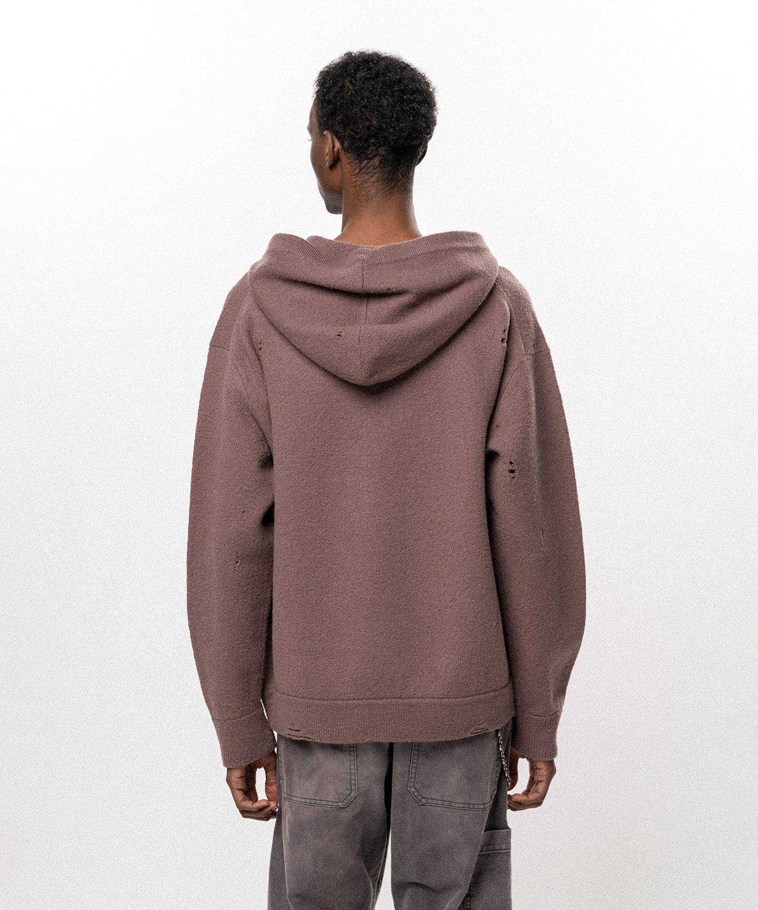 Embroidered Felted Wool Knit Hoodie