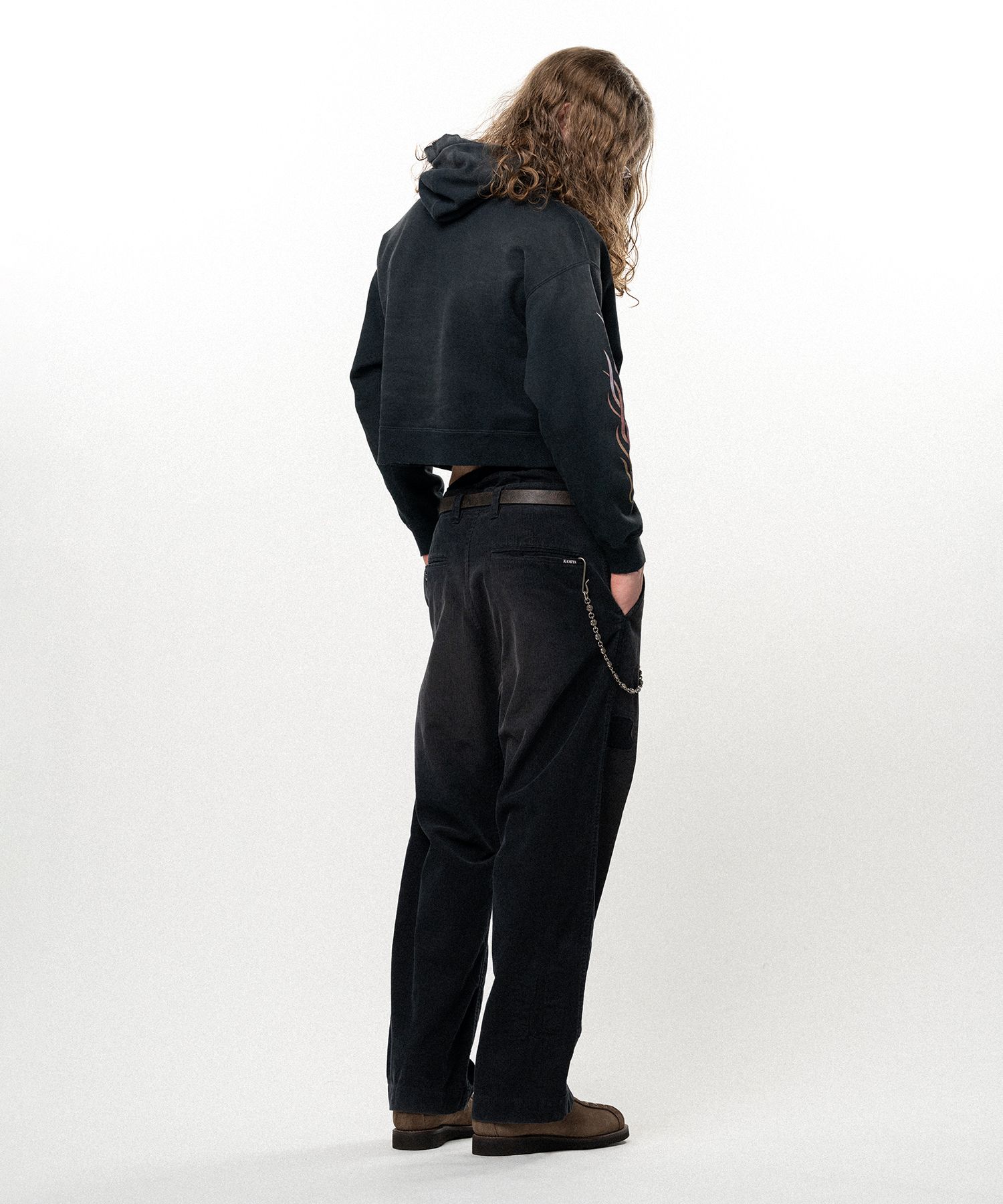 "FLAME KMY" Zip-up Short Hoodie
