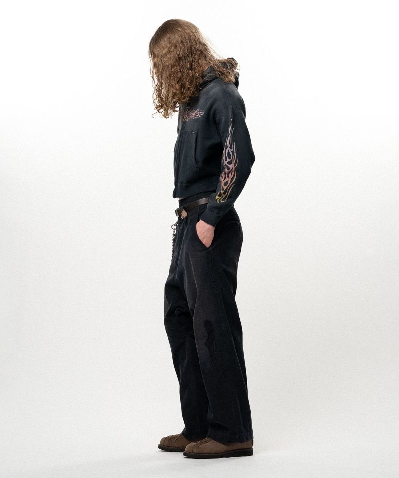 "FLAME KMY" Zip-up Short Hoodie