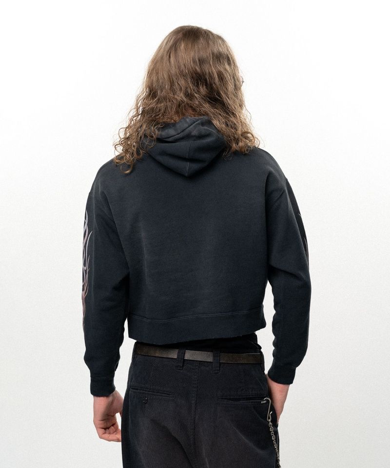 "FLAME KMY" Zip-up Short Hoodie