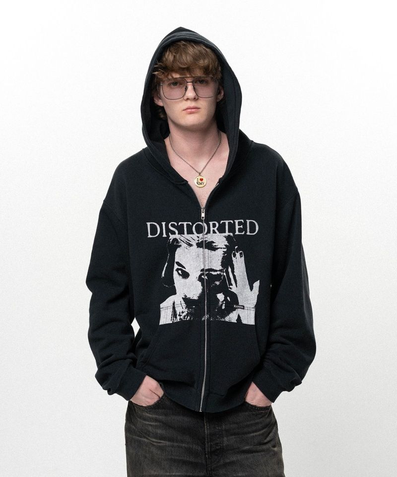 "DISTORTED Girl" Zip-up Hoodie