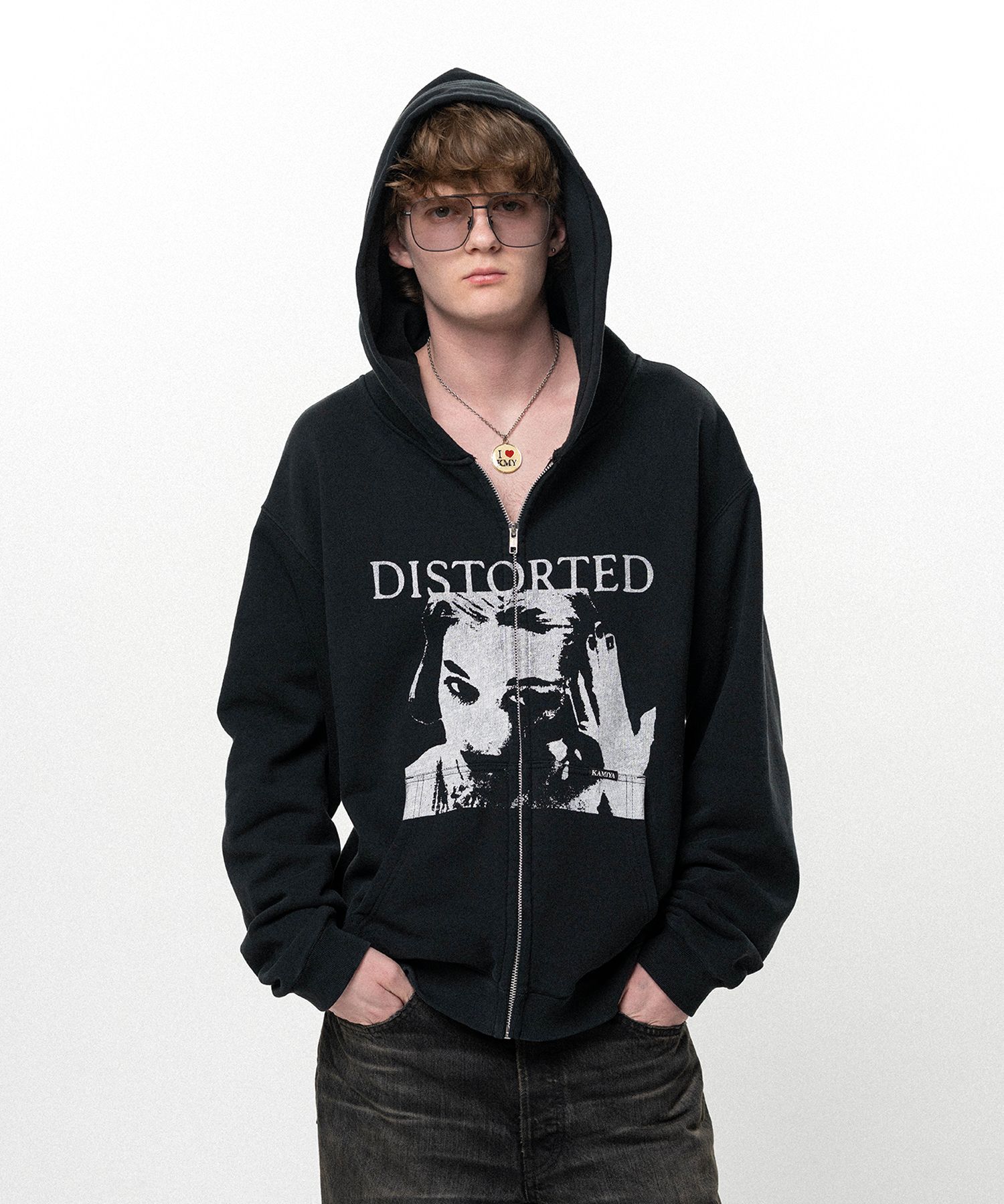 "DISTORTED Girl" Zip-up Hoodie