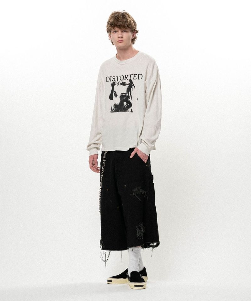 "DISTORTED Girl" Distressed L/S T-shirt