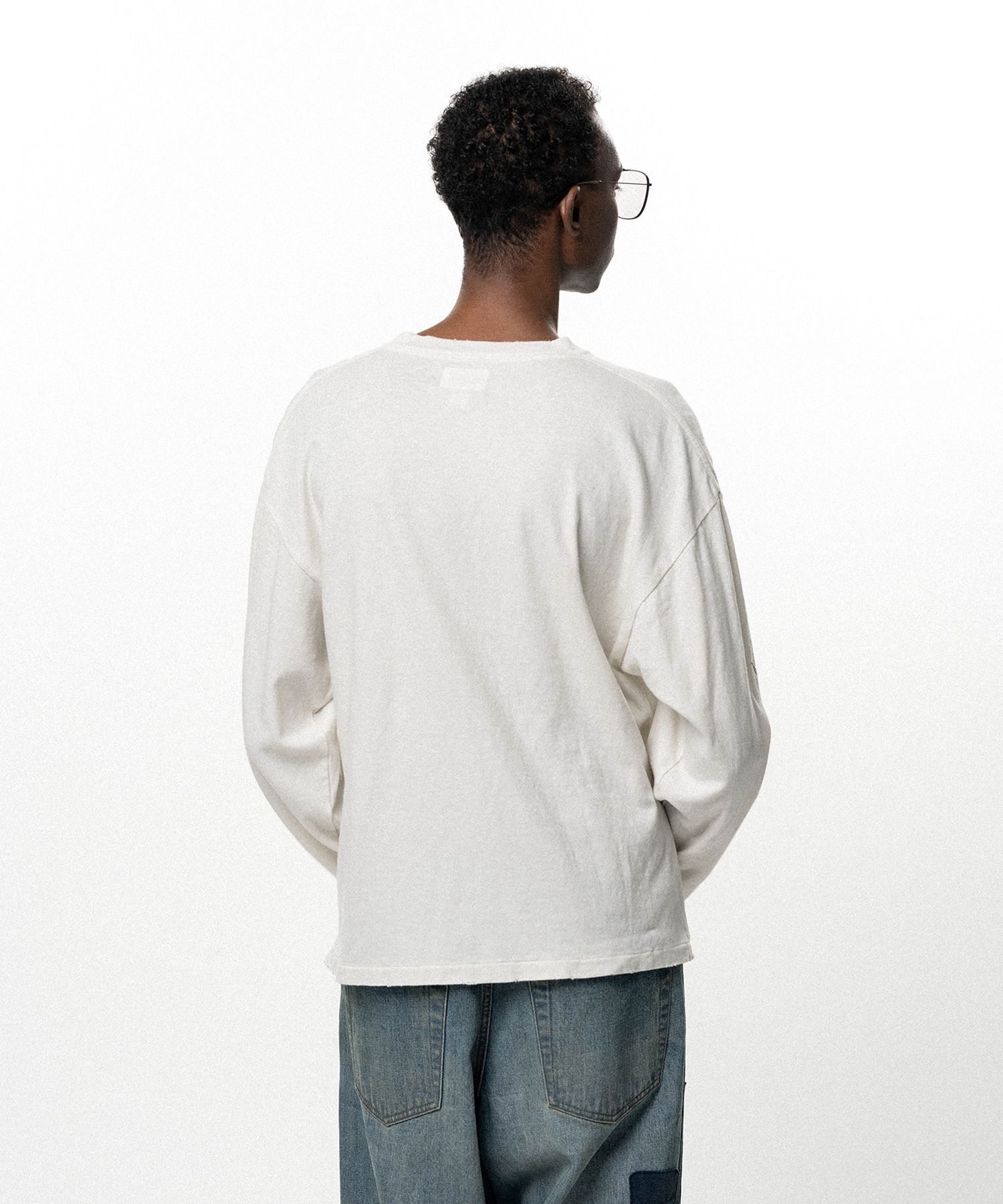 "FLAME KMY" Distressed L/S T-shirt