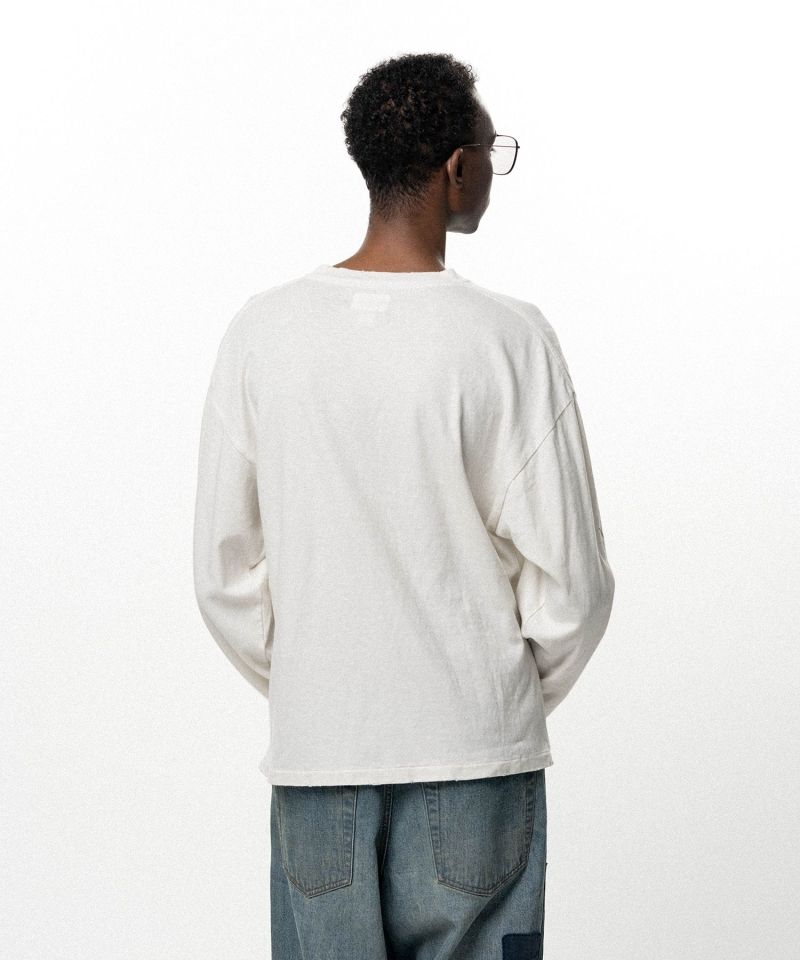"FLAME KMY" Distressed L/S T-shirt