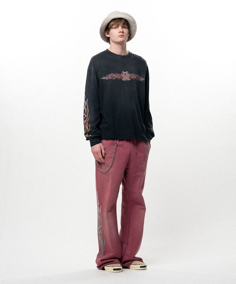 "FLAME KMY" Distressed L/S T-shirt