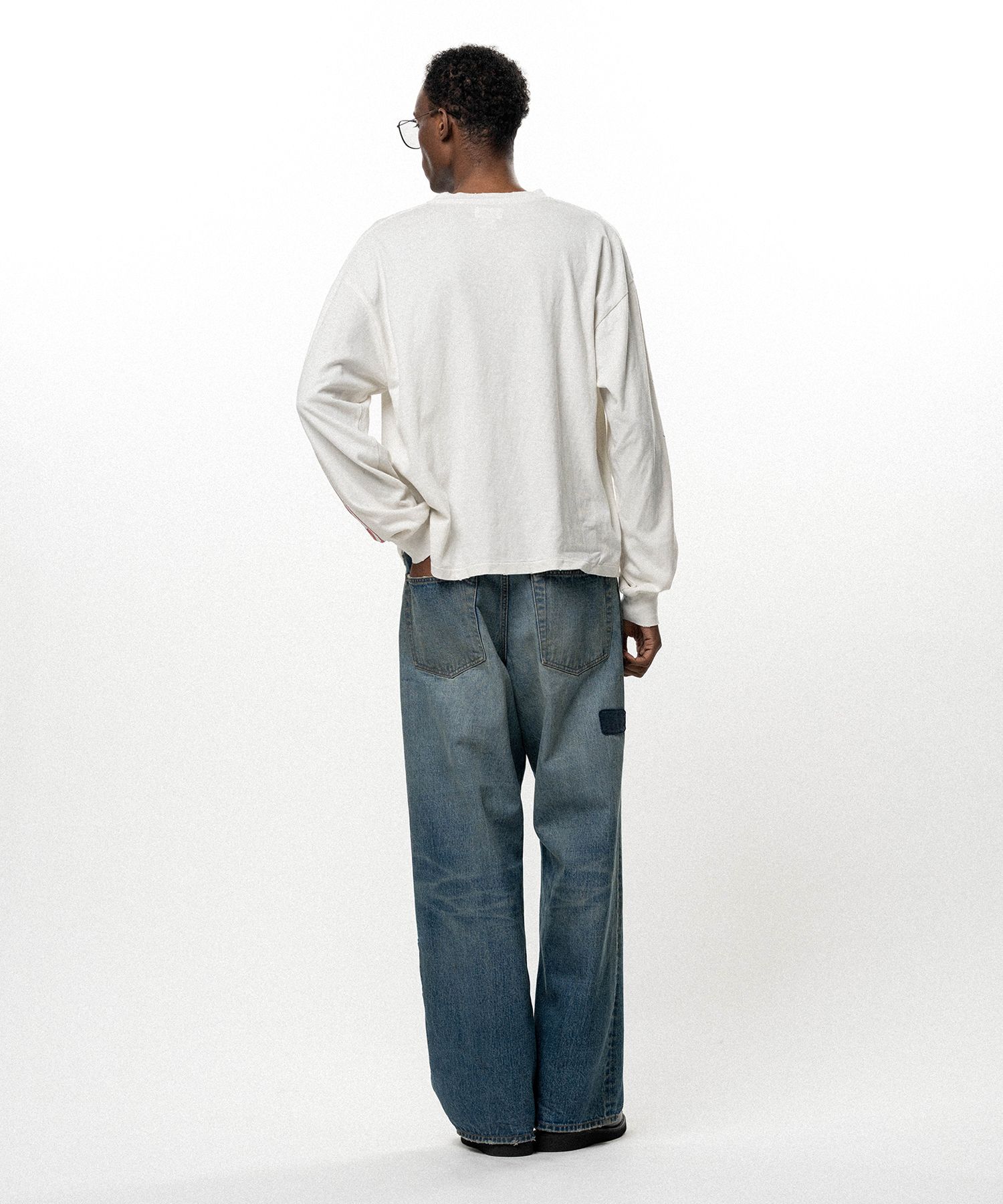 "FLAME KMY" Distressed L/S T-shirt