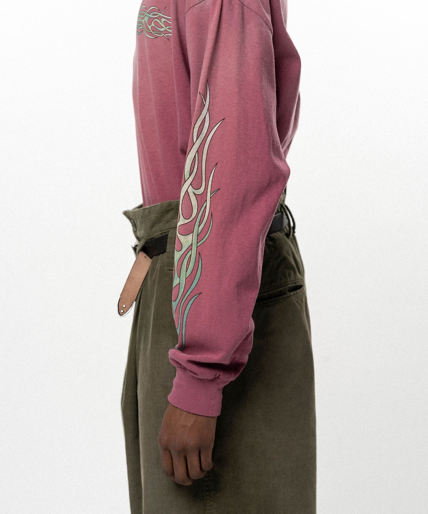 "FLAME KMY" Distressed L/S T-shirt