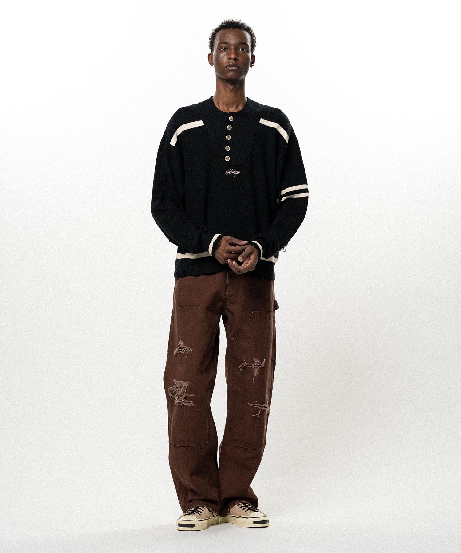 Embroidered Army Henley Knit