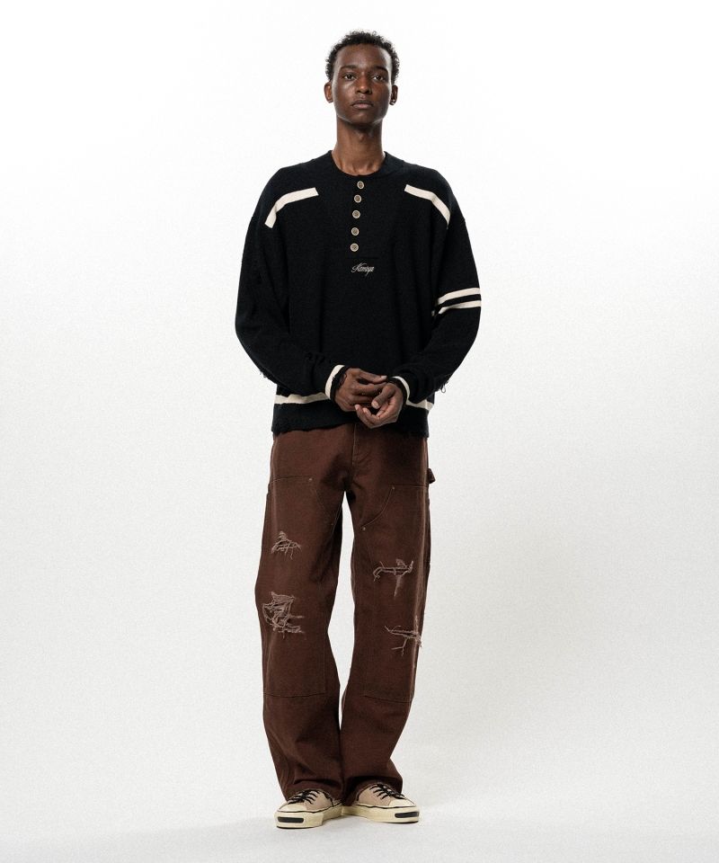 Embroidered Army Henley Knit