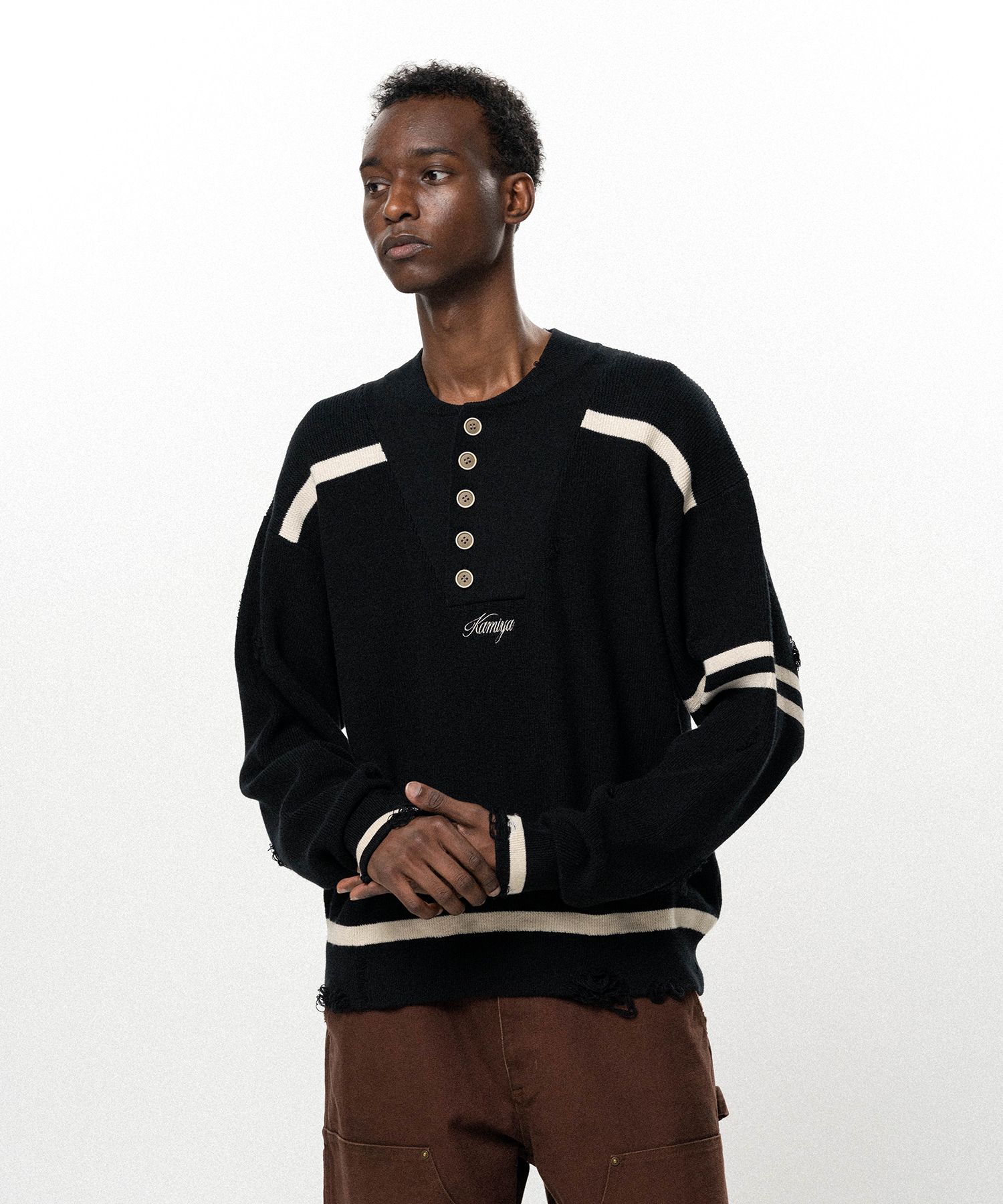 Embroidered Army Henley Knit
