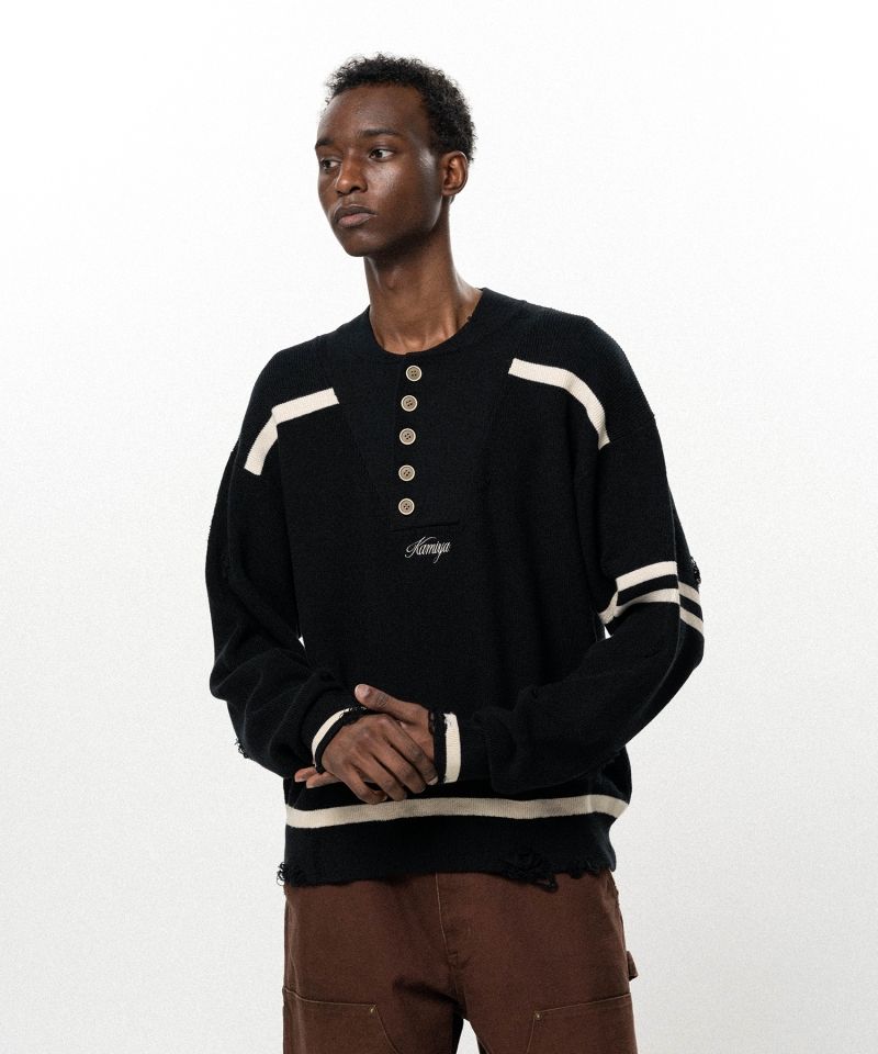 Embroidered Army Henley Knit
